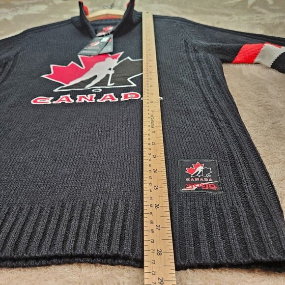 NWT Team Canada Hockey Official Licensed Long Sleeve Quarter Zip Sweater Black - Picture 5 of 11